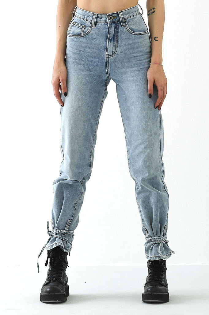 jeans a vita alta con lacci - tabloit.it