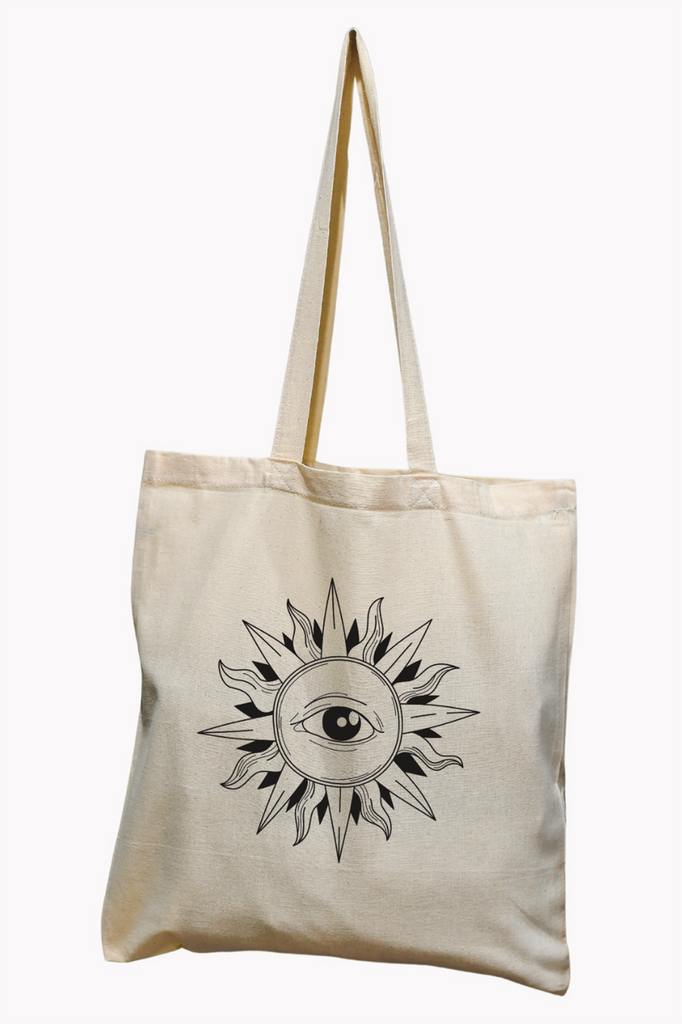 shopper bag in cotone naturale con illustrazione occhio astrale - Tabloit.it