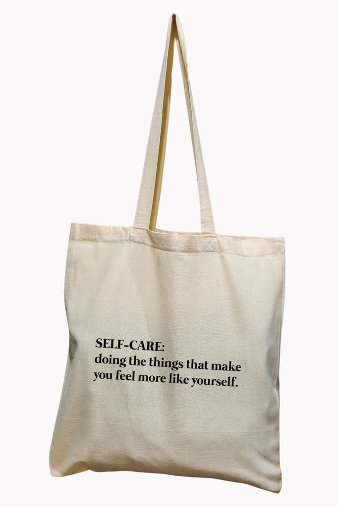 shopper bag in cotone naturale, quotes "Self-care" - Tabloit.it