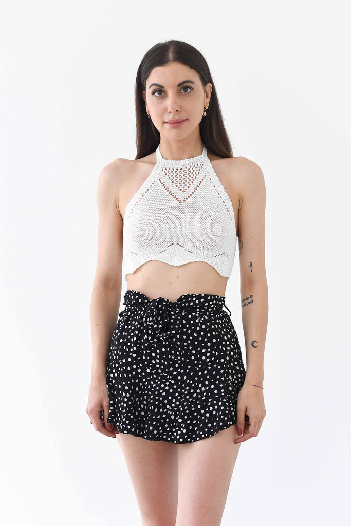 Crop Top knitted con laccio - Tabloit.it