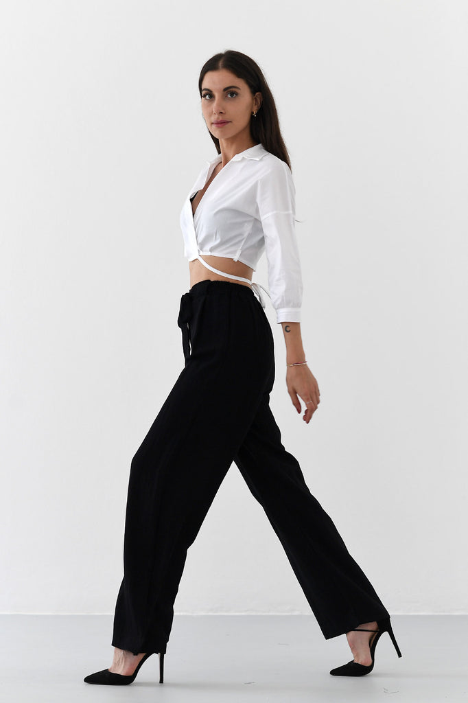 Pantalone a palazzo nero a vita alta - Tabloit.it