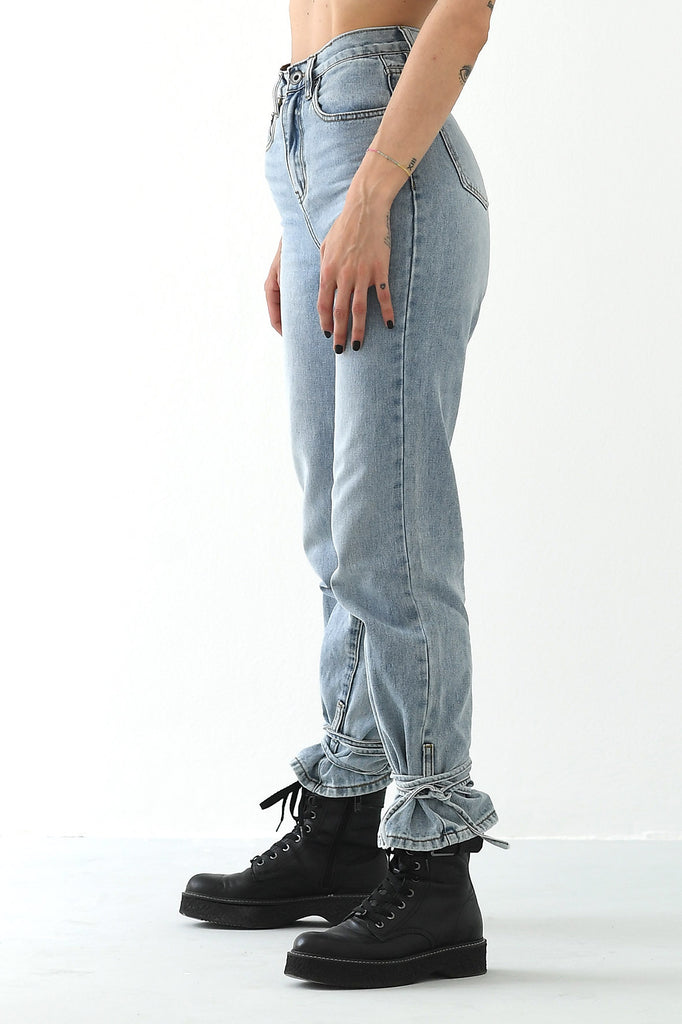 jeans a vita alta con lacci - tabloit.it